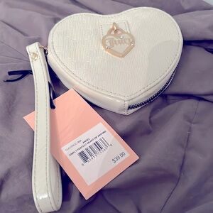 NWT Juicy Couture Angel Simply Perfect Heart Zip Around Wristlet